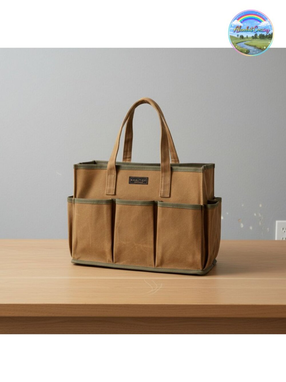 16OZ Waxed Canvas Tool Tote Bag with 10 Pockets